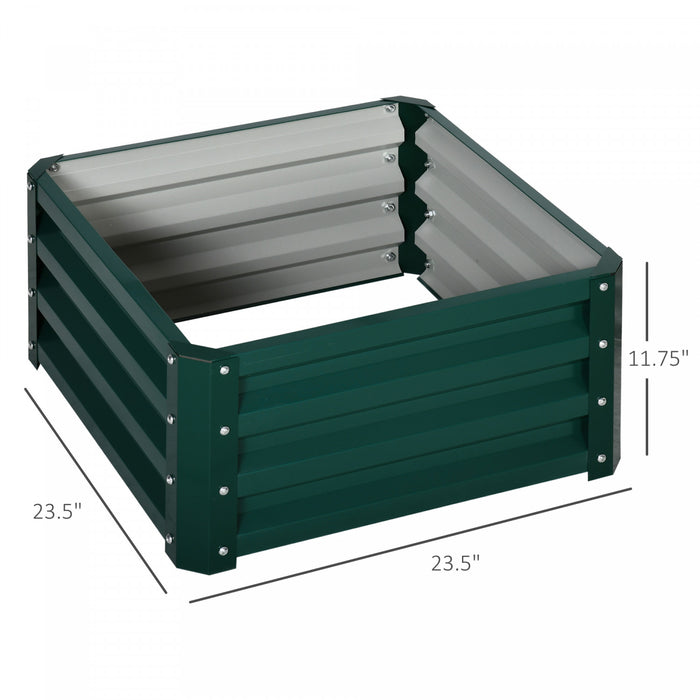 Outsunny Lot De 2 Pieces Parterre De Fleur Carre Potager De Jardin Jardinieres Bac A Fleurs 8 Panneaux Modulables En Acier Dim. 23.5\"l X 23.5\"l X 12\"h Vert