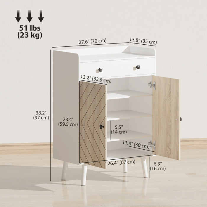 HOMCOM Meuble a chaussures, meuble de rangement avec etageres, blanc