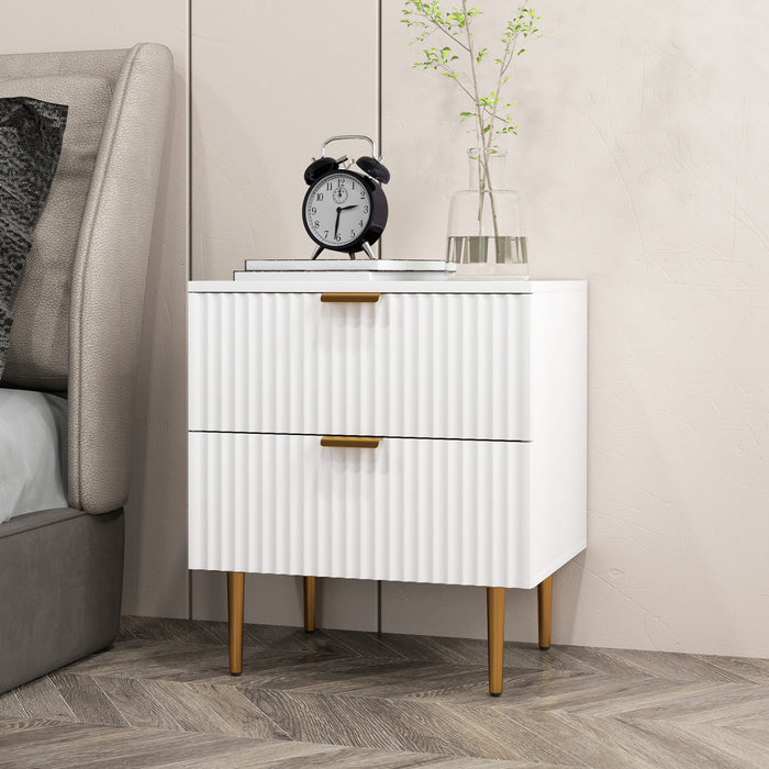 HOMCOM Table de chevet, table d'appoint avec 2 tiroirs, blanc