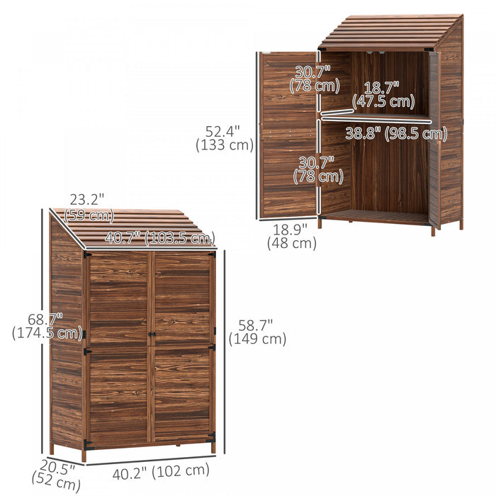 Outsunny Abri En Bois , Armoire De Rangement Exterieure, Marron Melange