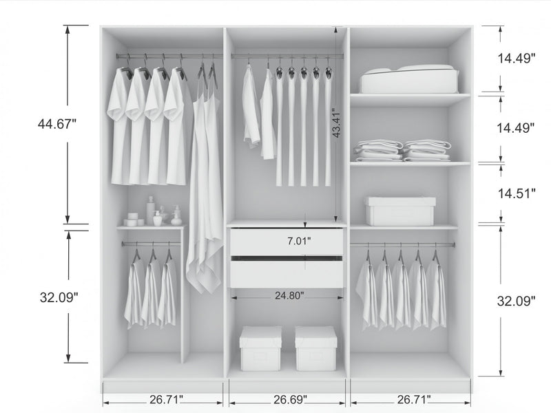 Armoire contemporaine moderne Gramercy 208 cm en blanc