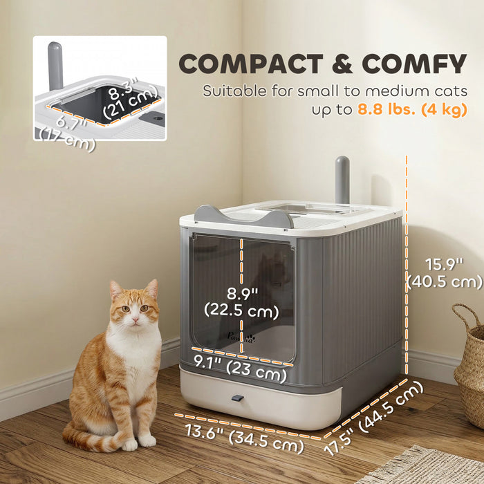 Bac a Litiere pour Chat avec Couvercle, Entree Frontale et Sortie par le Haut, pour Chats Moyens