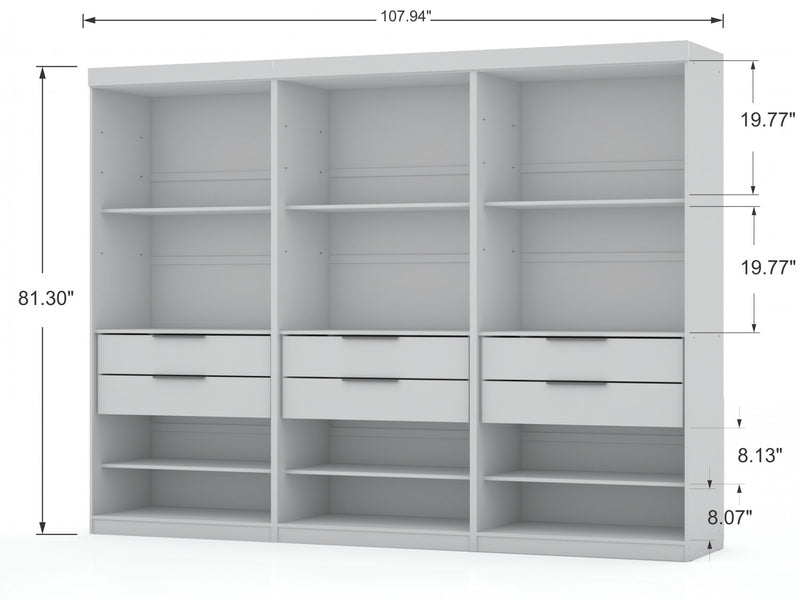 Armoire-penderie contemporaine moderne Mulberry 13 pieces en blanc