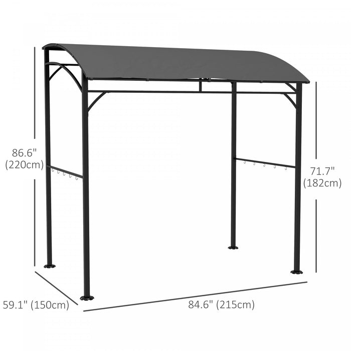 Outsunny 7' X 5' Bbq Grill Gazebo Tent Avec Cadre En Acier Crochets Gris