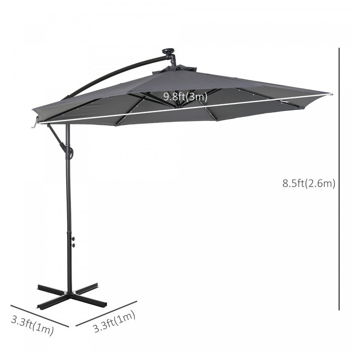 Outsunny Parasol De Patio Gris