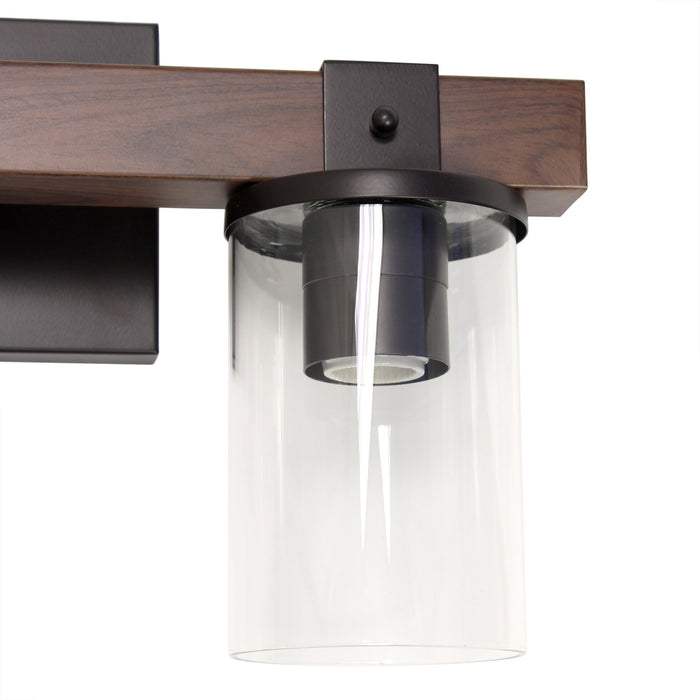Arezzo Luminaire de salle de bain a 3 lumieres, Verre transparent, Brun, 22 po L