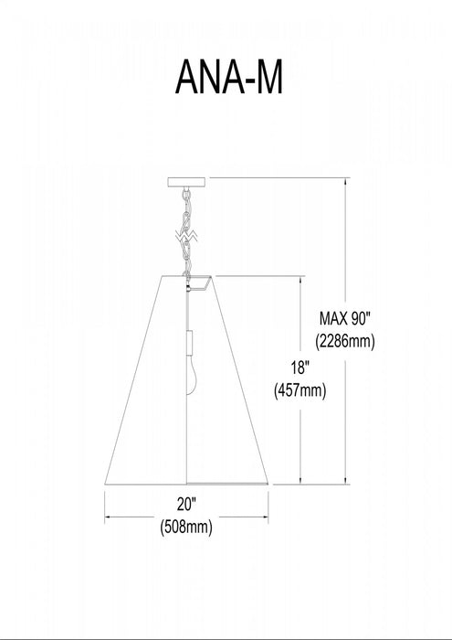 Luminaire suspendu moyen Anaya de Dainolite avec abat-jour noir et blanc, fini noir mat et 1 ampoule