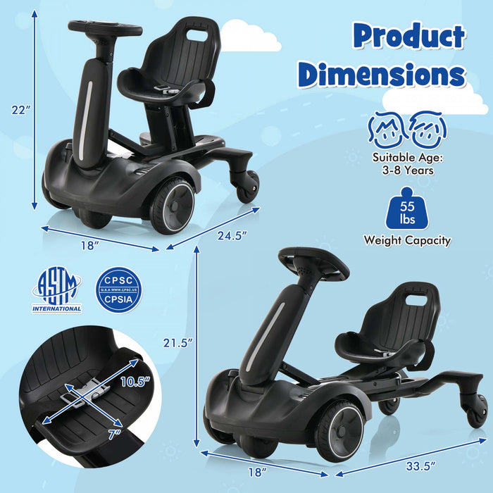 Costway Kart Electrique 6 V Pour Enfants, Vehicule De Derapage Pour Enfants, Siege Reglable A 2 Positions, Rotation A 360°, Roues Durables, Vitesse Max 4,8 Km/h, Klaxon, Pour Les 3 A 8 Ans