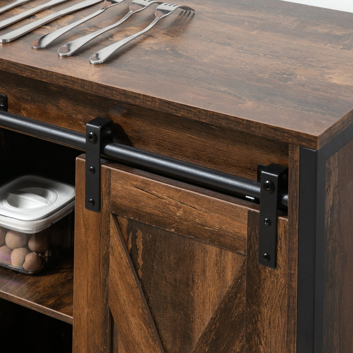 HOMCOM Buffet Industriel avec Portes Grange Brun Rustique