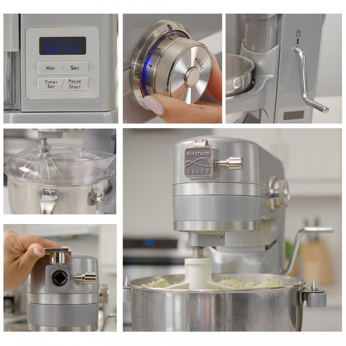 Batteur sur socle Kenmore Elite de 600 W avec fonction lève-bol, chrome métallique - KKESM600M