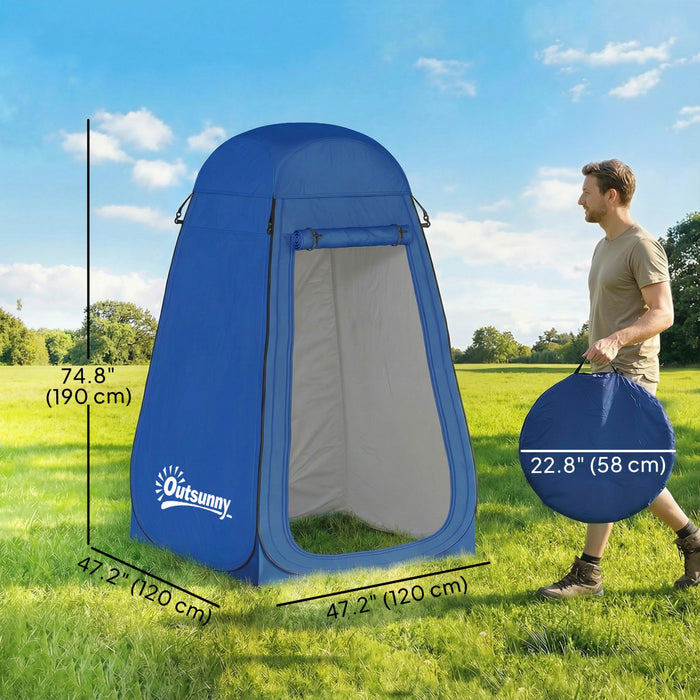 Outsunny Tente de douche pop-up, cabine privee pour se changer et s'habiller en exterieur, bleu