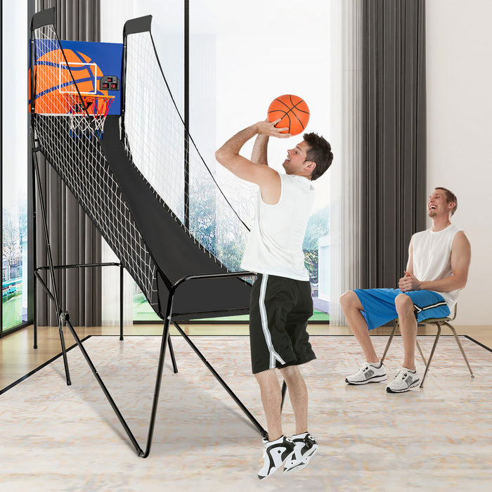 Jeu D'arcade De Basket-ball Pliable Costway, Avec Compteur Electronique, Filets Lateraux, 3 Ballons De Basket, 1 Pompe De Gonflage