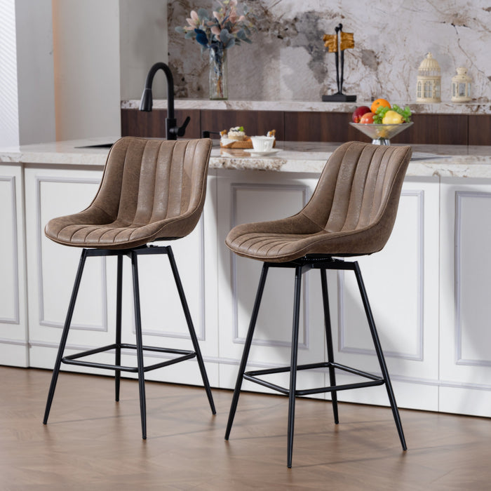 HOMCOM Lot de 2 tabourets de bar 27\", hauteur comptoir en similicuir Marron