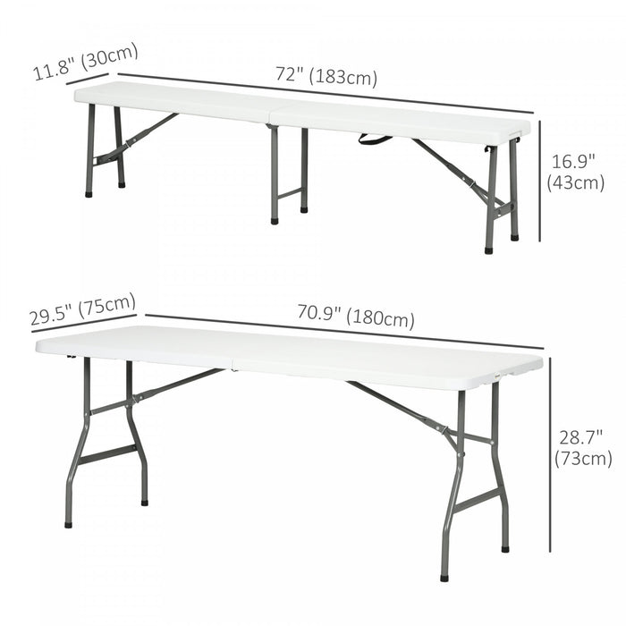 Outsunny Ensemble De Table De Pique-nique En Pehd Pour 6 Personnes, Blanc