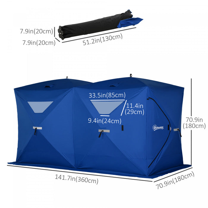 Outsunny Tente De Peche Sur Glace Isolee Pour 5 A 8 Personnes (142\" X 71\" X 71\")