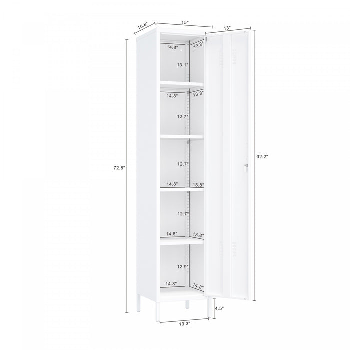 Armoire de rangement moderne Naomi 15\" en metal, blanc