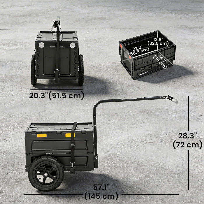 Remorque a velo Soozier, remorque de transport de 64,3 L avec boite pliable