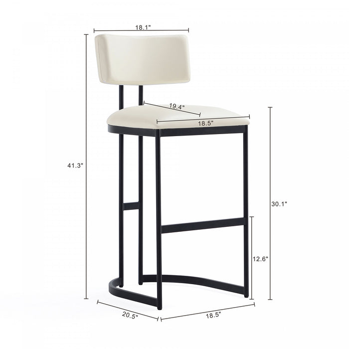 Tabouret de bar moderne contemporain en metal Juno, ivoire