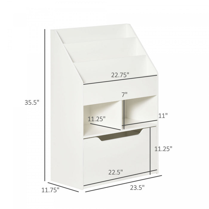 Homcom Bibliotheque Pour Enfants Avec Tiroir Mobile Pour Livres, Magazines, Jouets, Etudes, Chambre A Coucher, Salle De Jeux, Blanc
