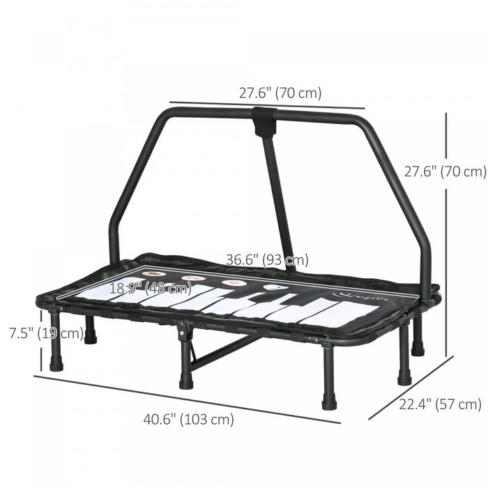 Outsunny Trampoline Pour Enfants Avec Fonction Musicale Cadre En Acier Interieur Rebond Age 3 A 6 Ans Noir