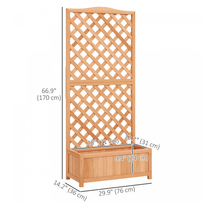 Outsunny Jardiniere surelevee avec treillis pour vigne grimpante, marron