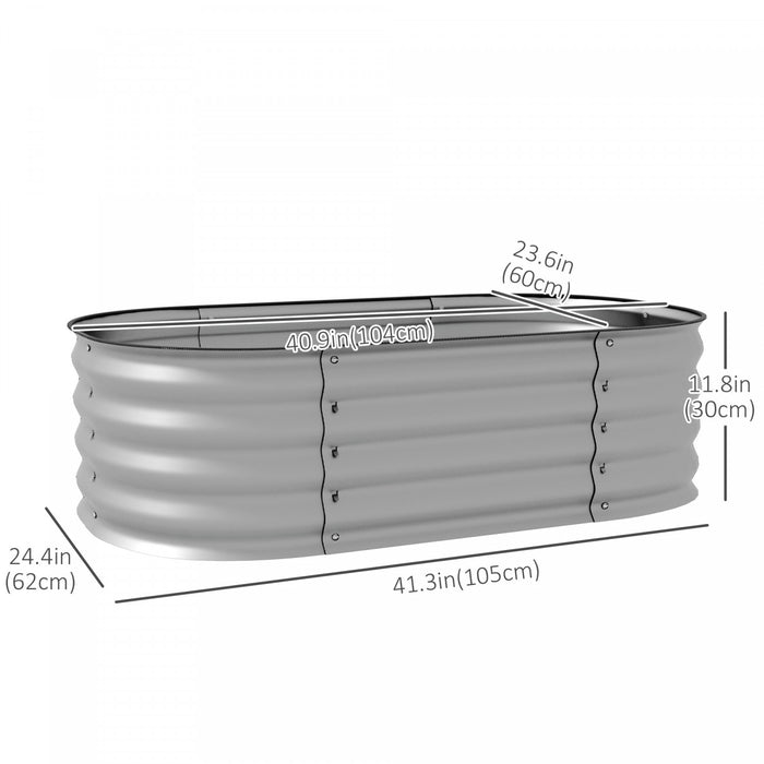 Outsunny Kit De Jardiniere Surelevee Galvanisee De 3.4' X 2' X 1'', Jardiniere Surelevee En Metal Avec Bordure De Securite, Pour Fleurs, Herbes, Plantes Grasses, Argente