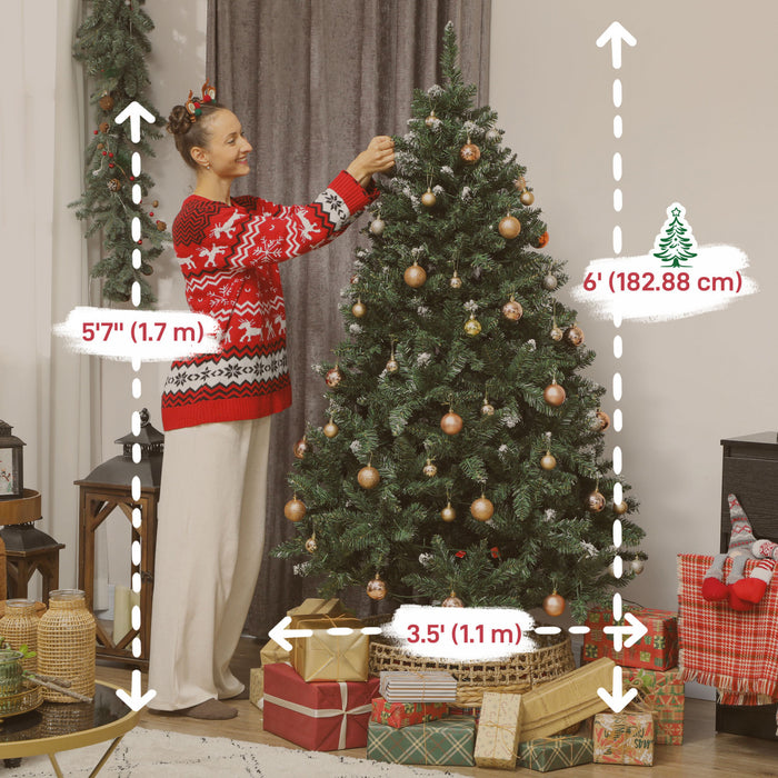 HOMCOM Sapin de Noel givre de 6pi, bicolore, en epicea massif
