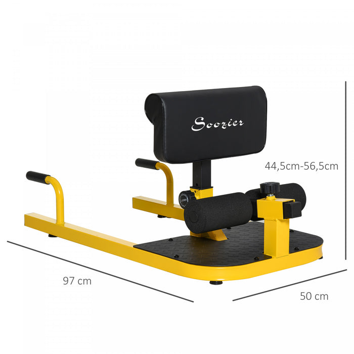 Soozier Multifonction Reglable Squat Machine Sissy Squat Jambe Exerciseur Pompe Abdo Musculation A Domicile Gym Workout Jaune