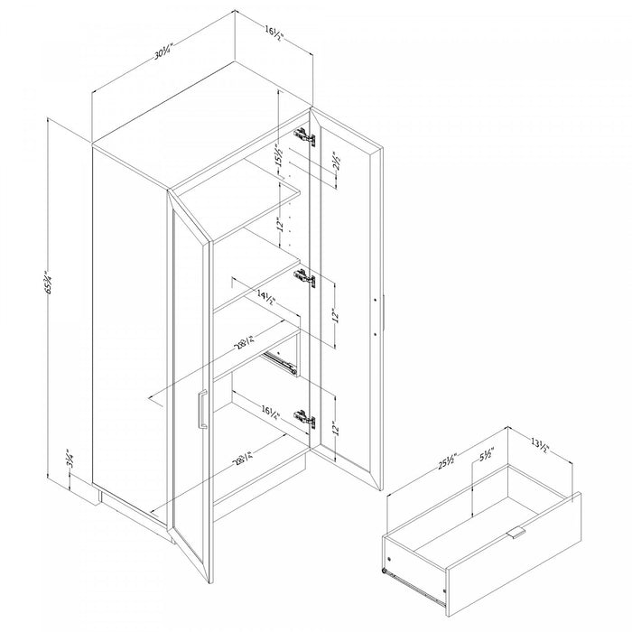 Arum Armoire de cuisine 2 portes contemporaine avec portes Chêne noir et Frêne naturel, de Meubles South Shore