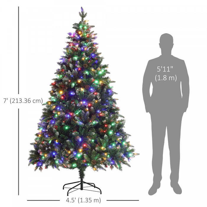 HOMCOM Arbre de Noel artificiel pre-eclaire 7 pi avec lumiere LED bicolore