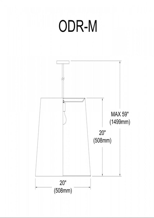 Luminaire suspendu moyen de Dainolite avec très grand abat-jour cylindrique effilé blanc et doré, et 1 ampoule