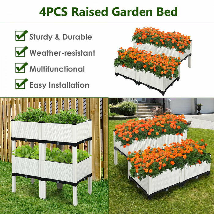 Lot De 4 Jardinieres Sur Pieds Costway