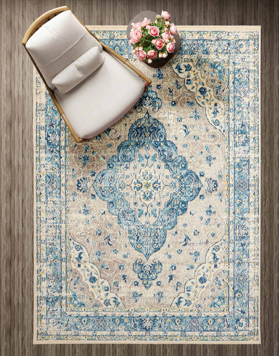 Tapis Traditionnel Daria 8'0\" x 10'0\" en Bleu