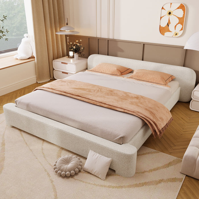 Joyce Lit confortable et elegant avec revetement pour chambre, Taille King, Blanc