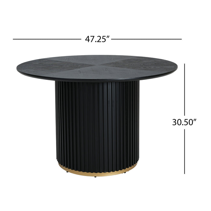 Table a manger ronde a piedestal Cove 47,25 pouces pour 4 a 5 personnes, noir