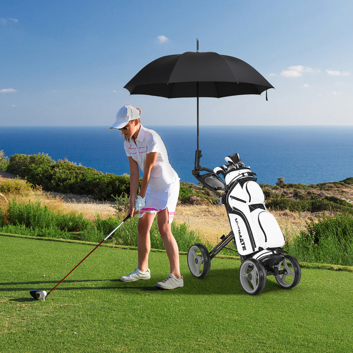 Goplus Pliant 4 Roues Golf Pousser Chariot W / Frein Tableau De Bord Poignee Reglable Gris