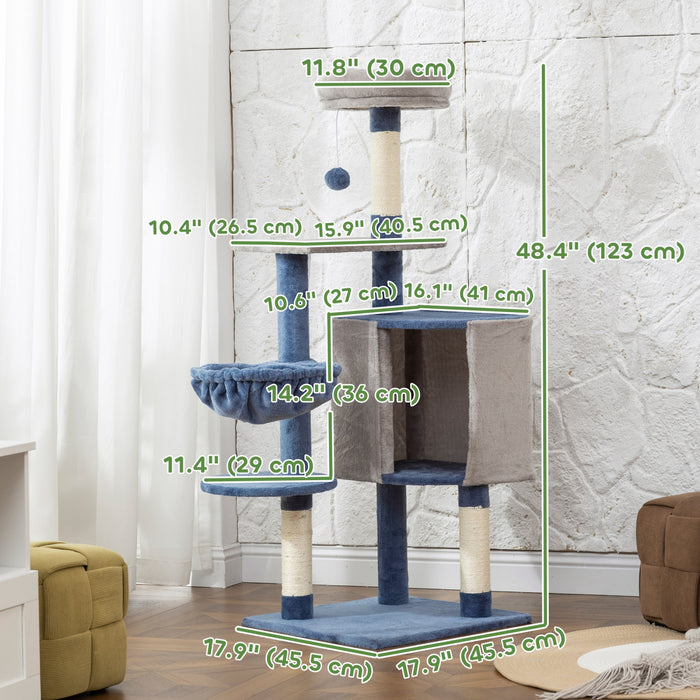 Arbre a chat de 123 cm avec condo, hamac, perchoir et poteaux a gratter