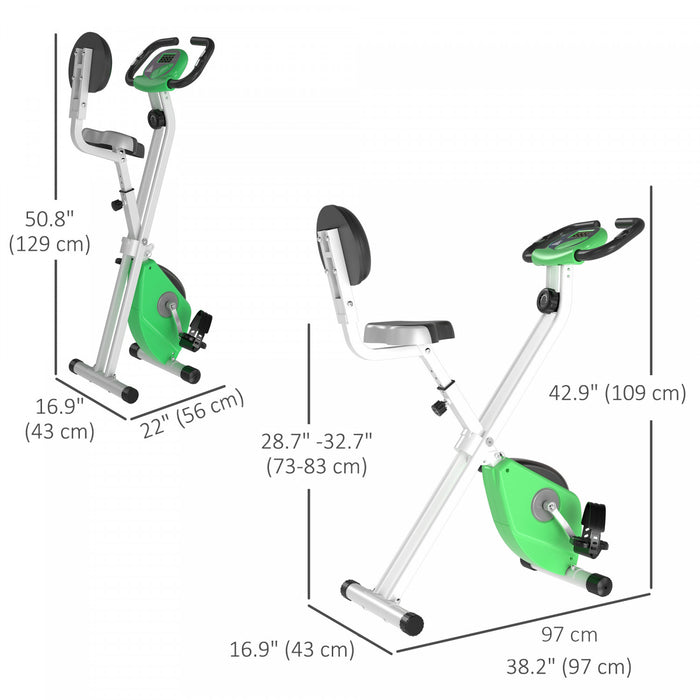 Soozier Velo d’appartement pliable, 8 niveaux de resistance magnetique, vert