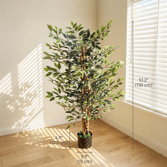 HOMCOM Arbre Artificiel Ficus de 130 cm pour Decoration Interieure