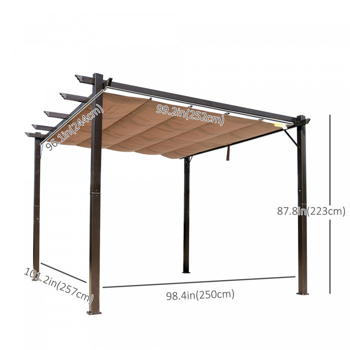 Outsunny 10' X 10' Pergola Gazebo D'exterieur Et Arriere-cour En Aluminium Canopee Cover Pare-soleil Carre Jardin Raisin Treillis Cafe