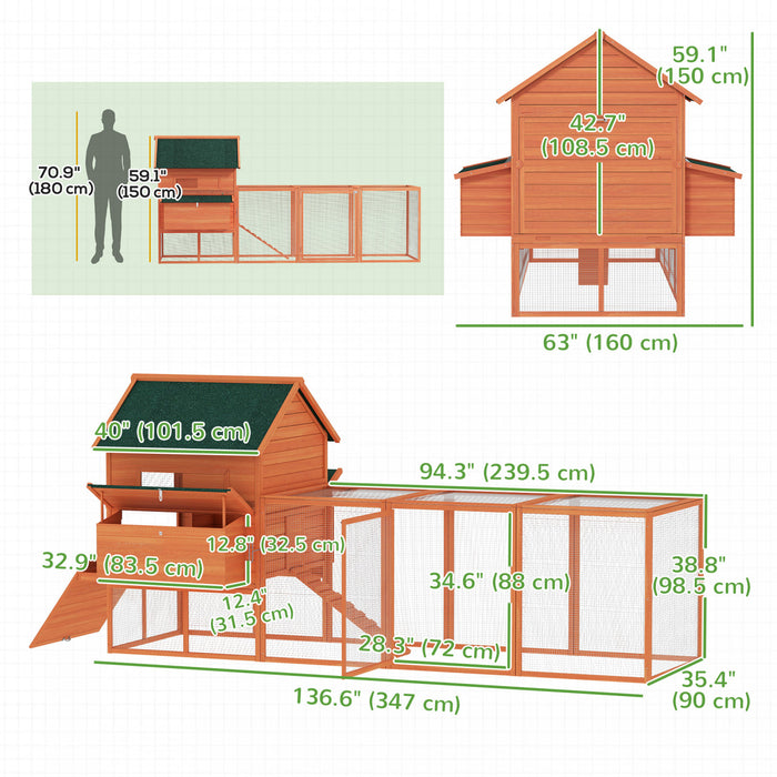 Poulailler 137\"L avec Enclos et Nichoirs Orange
