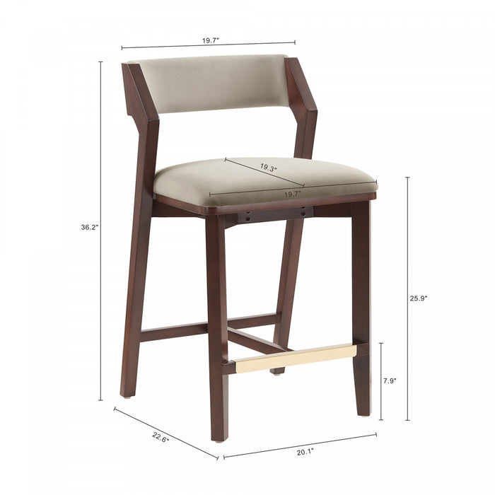 Tabouret de comptoir moderne Patricia en bois avec revetement en lin