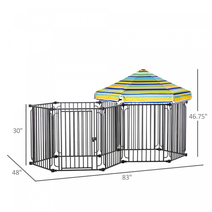 Pawhut Chenil De Parc Pour Animaux De Compagnie De 47 \"avec Porte Et Couvercle Amovible Cloture De Caisse De Chiot Autoportante A 10 Panneaux Pour Chiens De Petite Et Moyenne Taille Noir