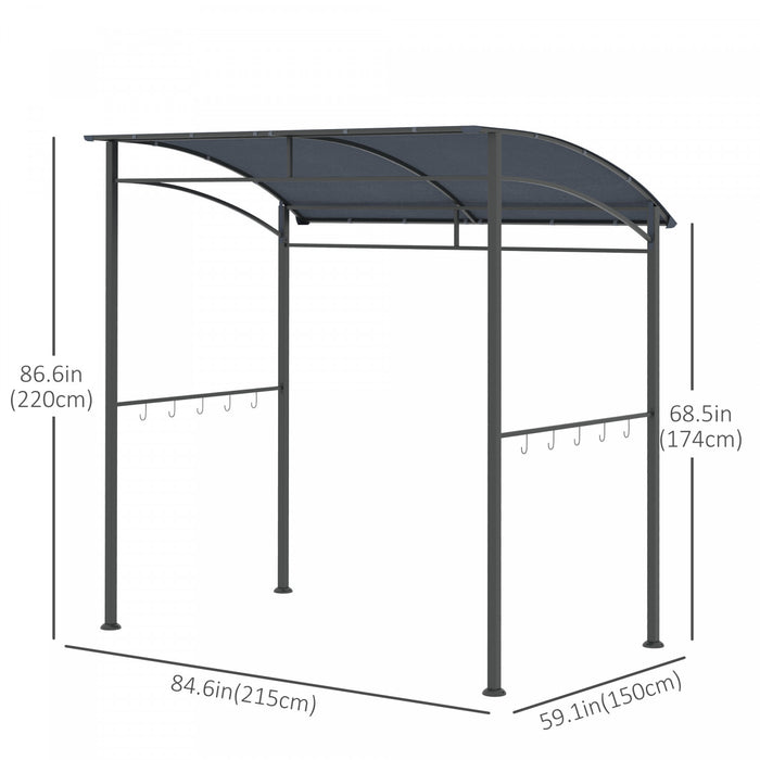 Outsunny 7' X 5' Pavillon Abri De Barbecue Gazebo Tente Grille De Jardin Auvent Tissu Polyester Cadre En Metal Avec Crochets Pare-soleil Exterieur