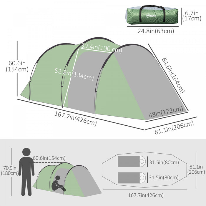 Outsunny Tente De Camping Dome Avec Vestibule Pour 2-3 Personnes Avec Ecran Resistant Aux Intemperies Vestibule Tente De Sac A Dos Legere Pour La Peche Et La Randonnee Vert Fonce