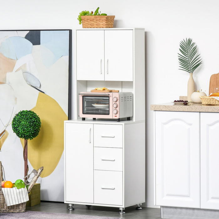 HOMCOM Armoire Cuisine Moderne Organisateur Micro-ondes Blanc