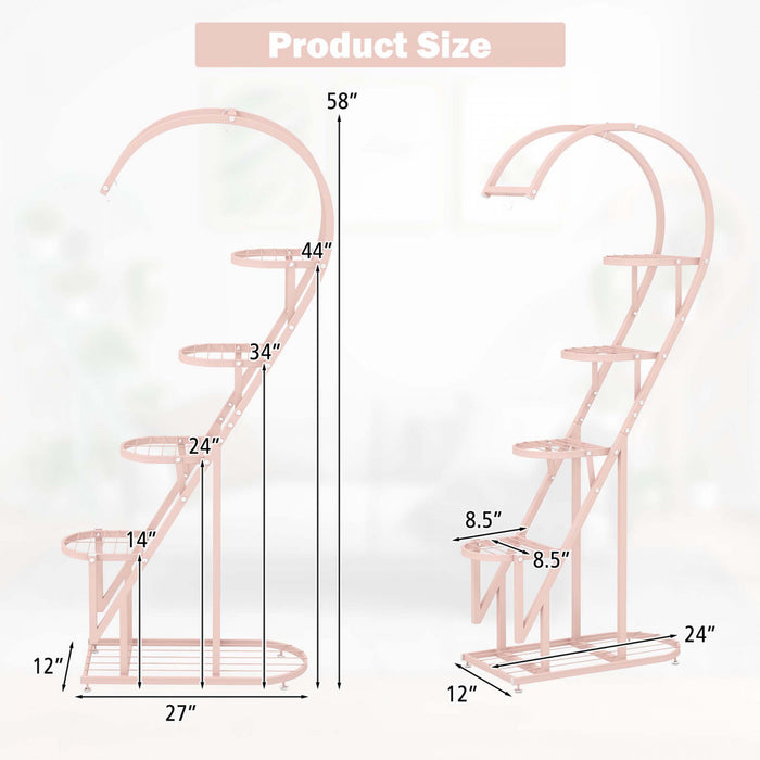 Costway 5 Etagere En Forme De Cœur Avec Crochet Suspendu Pour Plusieurs Plantes Rose Et Bleu