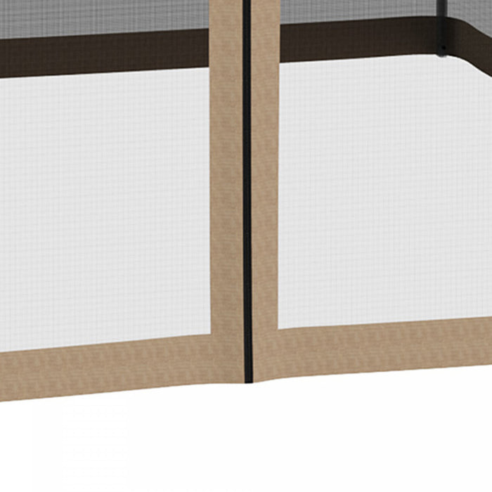 Outsunny Moustiquaire De Rechange Pour Gazebo 10' X 10' Murs D'ecran Pour Auvent Avec Fermetures Eclair Pour Les Fetes Et Activites De Plein Air, Kaki