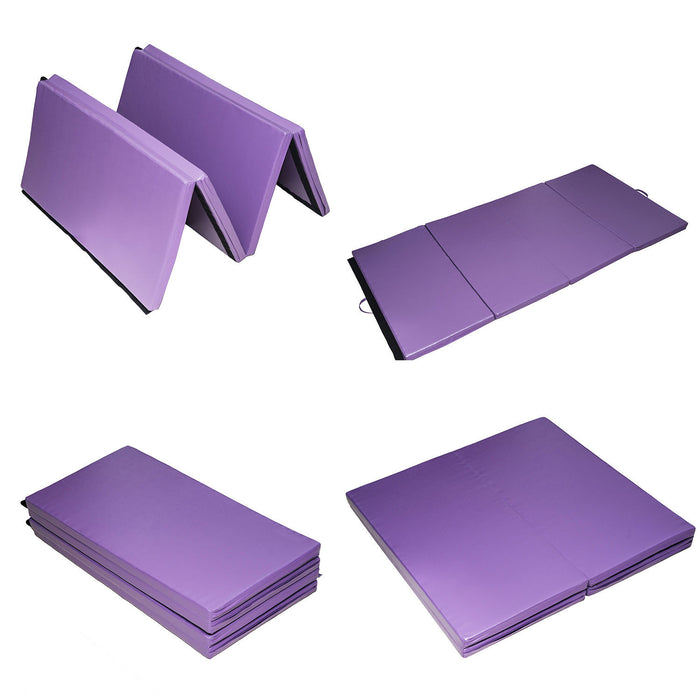 Soozier 4ft X 8ft X 2inch Tapis De Gymnastique Tri-plies Avec Poignees De Transport, Violet