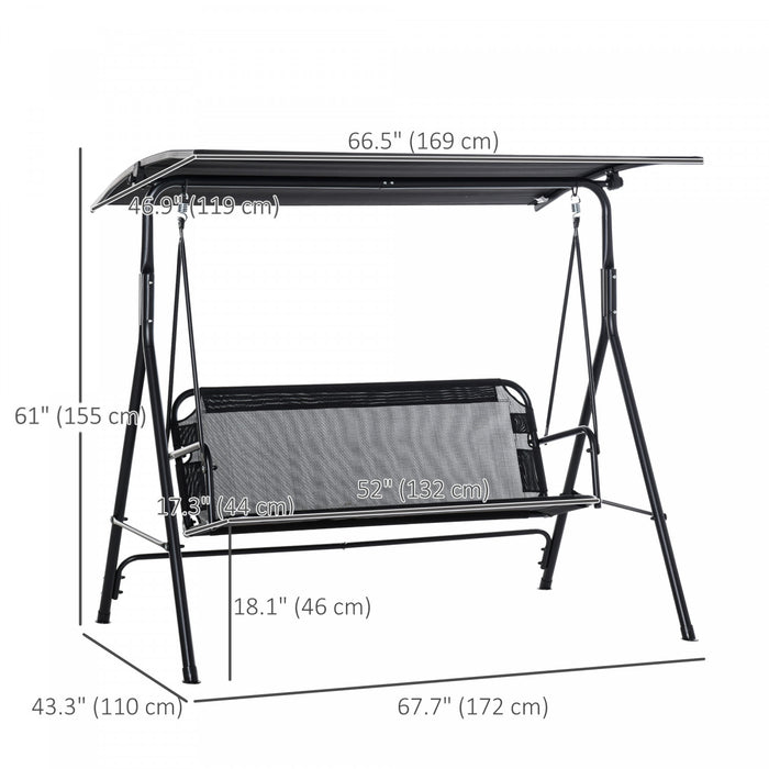 Outsunny Chaise Balancoire De Patio Pour L'exterieur, Noir